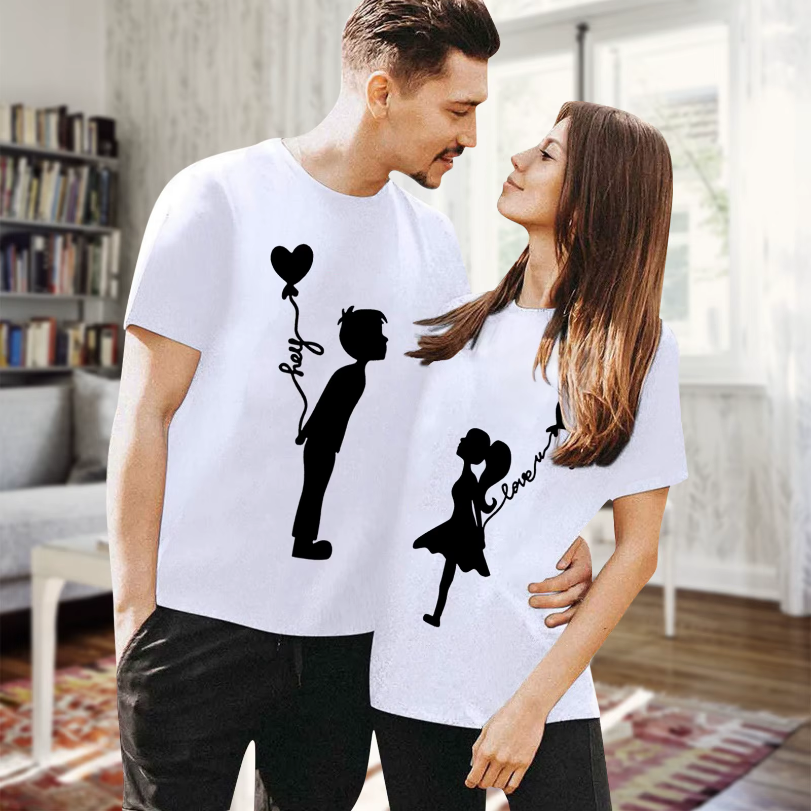 T-shirts 100% coton pour la Saint-Valentin pour couples