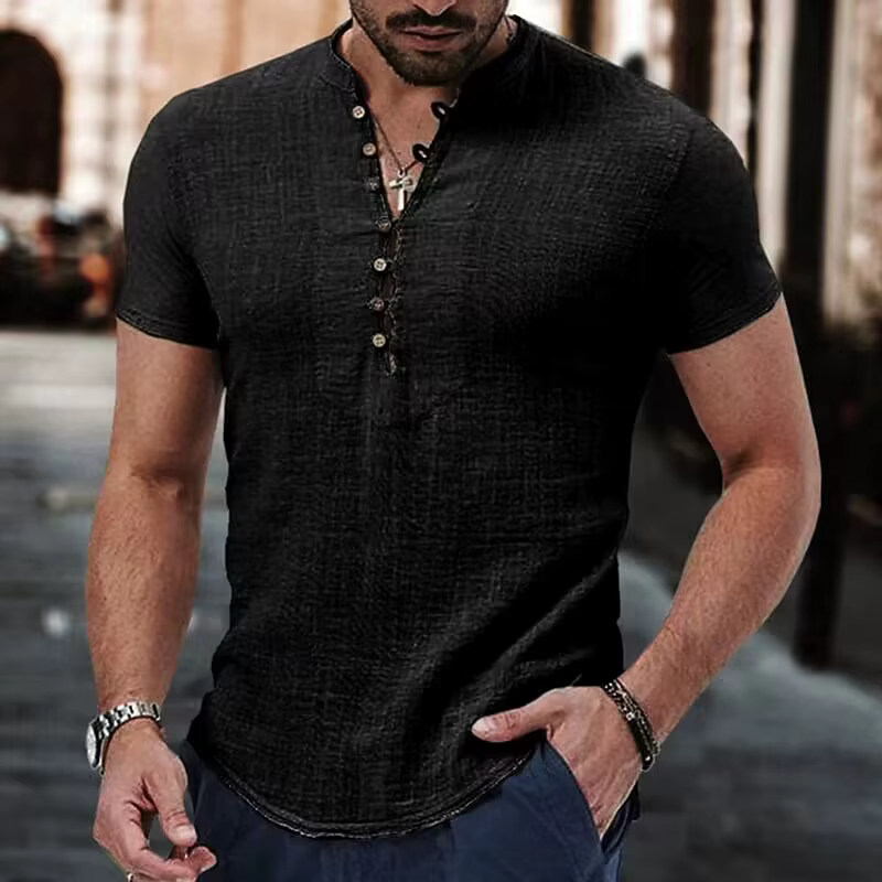 Chemise rétro en lin pour hommes