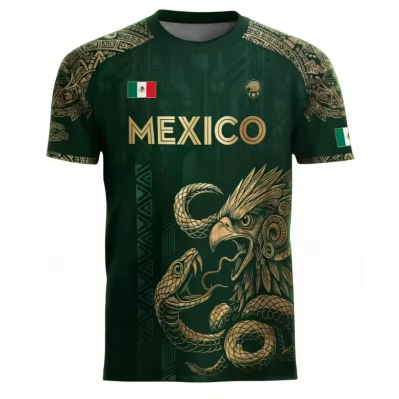 T-shirt pour homme avec imprimé drapeau du Mexique 2026
