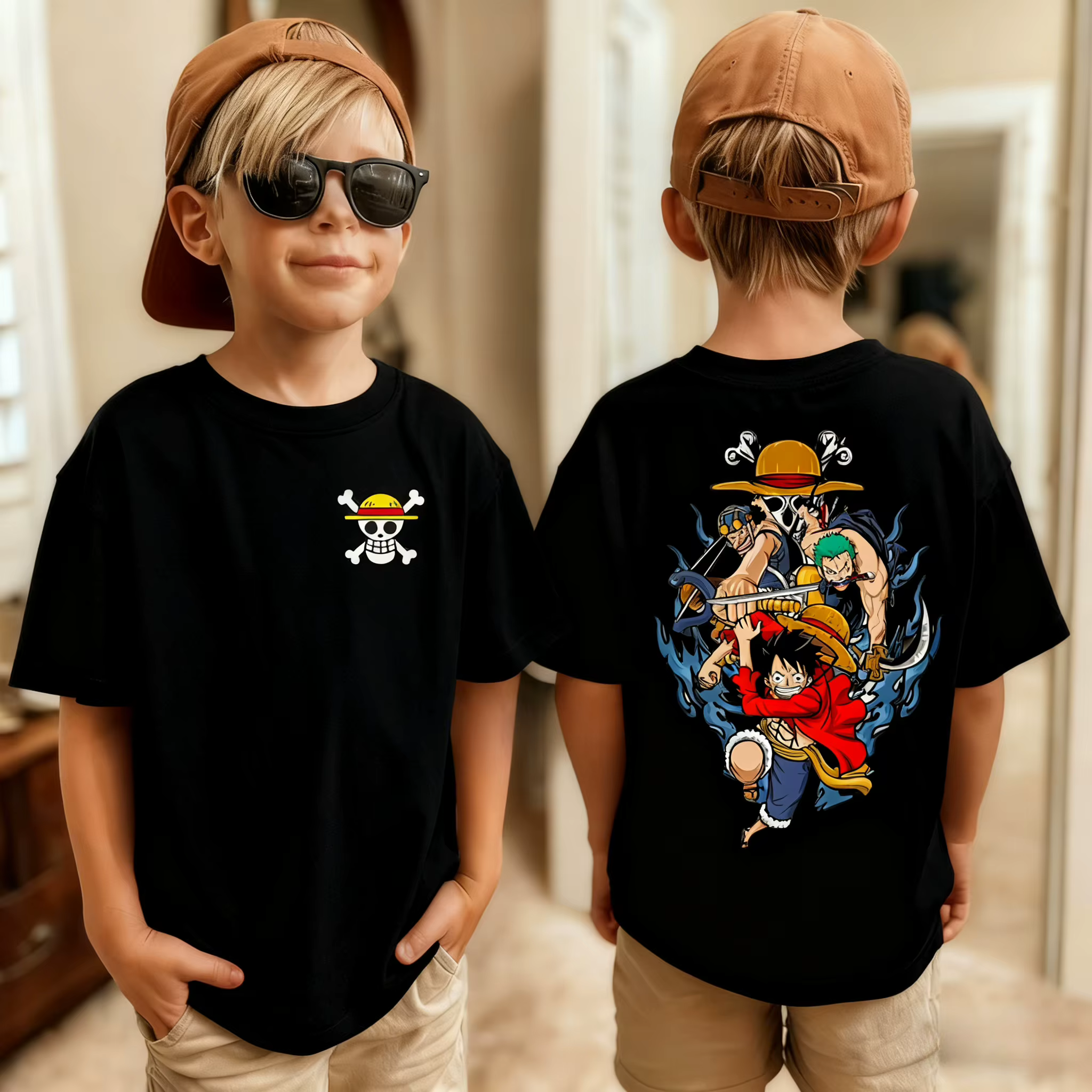 T-shirt imprimé One Piece pour filles et garçons