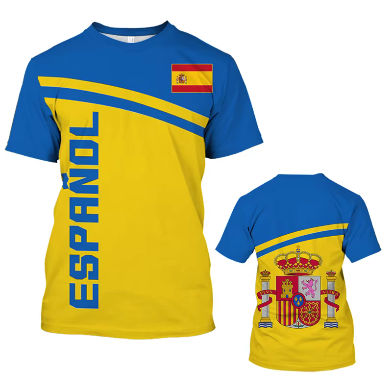 T-shirt à manches courtes avec emblème national espagnol pour hommes