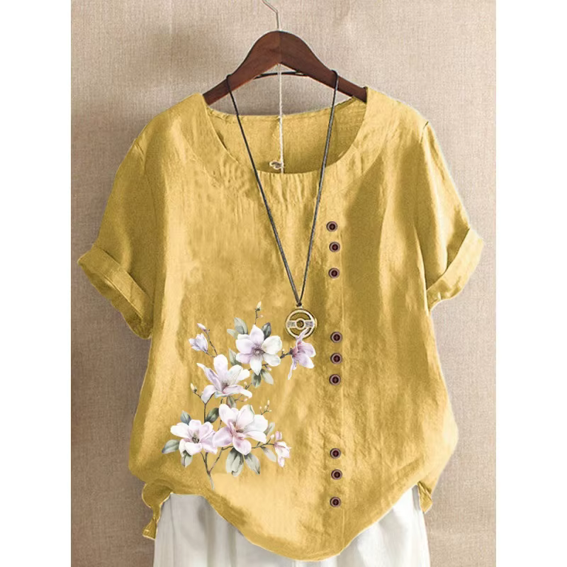 T-shirt en lin de coton confortable pour femme