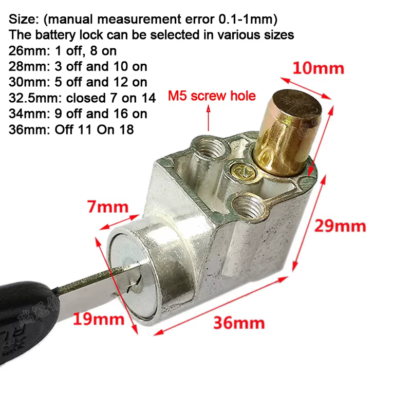 Serrure de boîtier de batterie de véhicule électrique, serrure avant, serrure à grosse tête, serrure antivol de véhicule électrique, vélo électrique