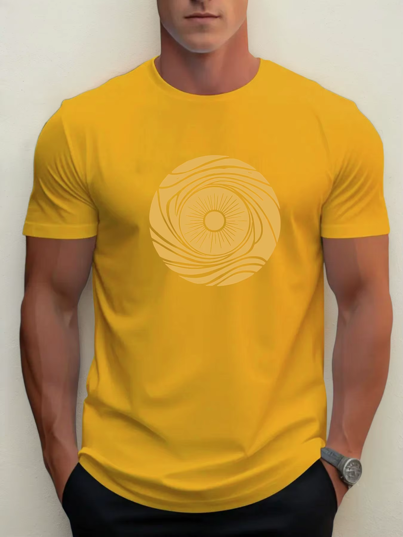 T-shirt pour hommes sun vortex 100 % coton impression graphique été