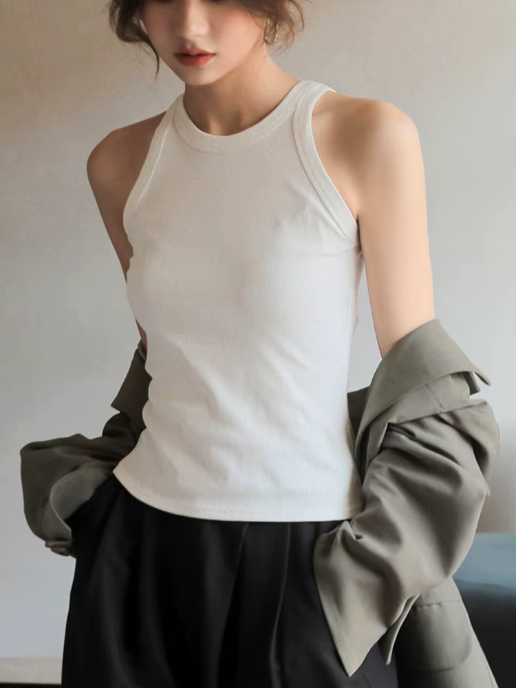 Débardeur Long tricoté blanc pour femmes