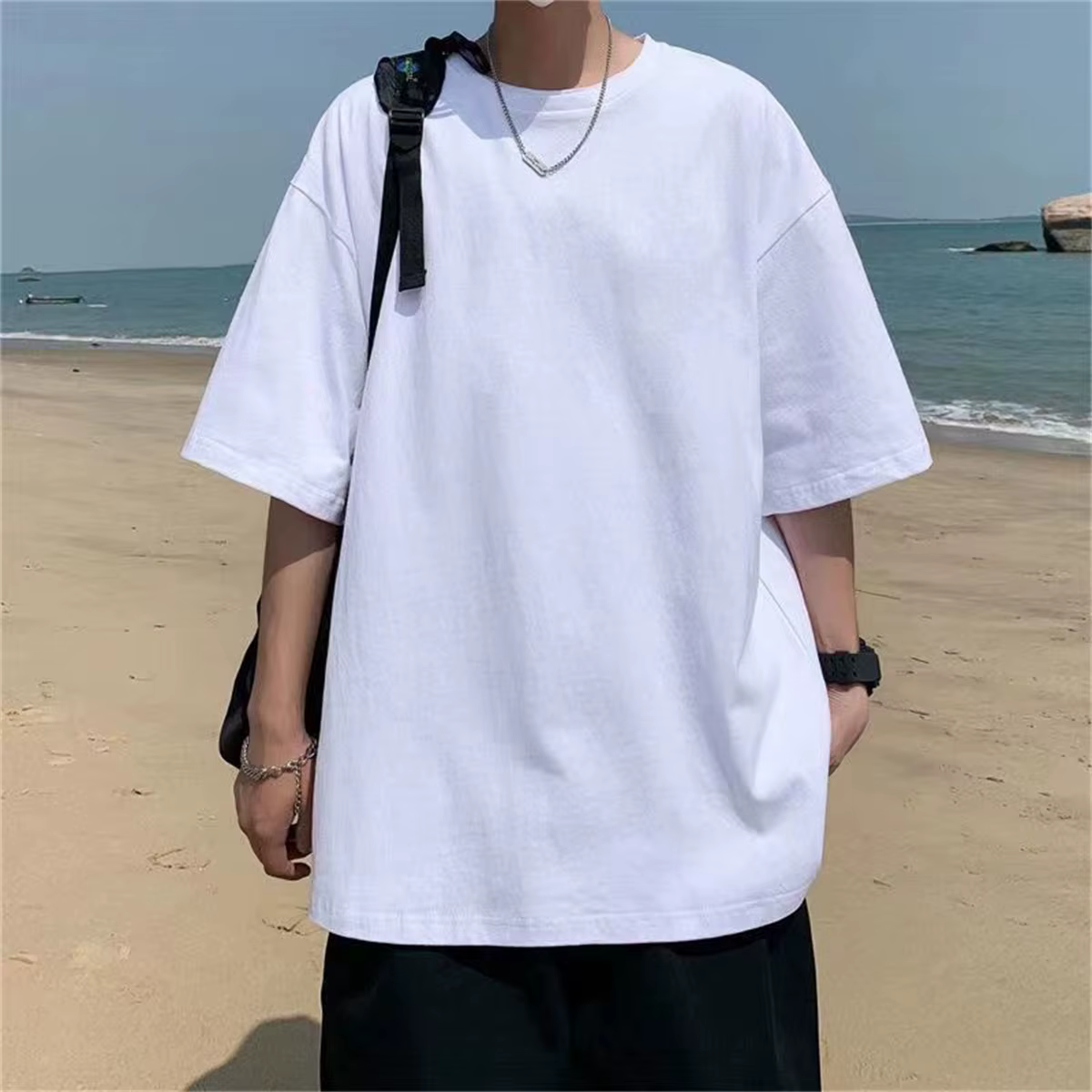 T-shirts en polyester uni pour hommes