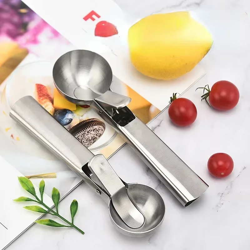 Cuillère à glace à double usage en acier inoxydable, cuillère à glace multifonctionnelle pour fruits, fournitures de cuisine