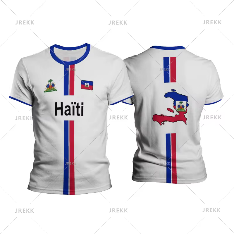 Haïti Football t-shirts hommes sport T-shirt drapeau haïtien rue surdimensionné hauts unisexe décontracté graphique