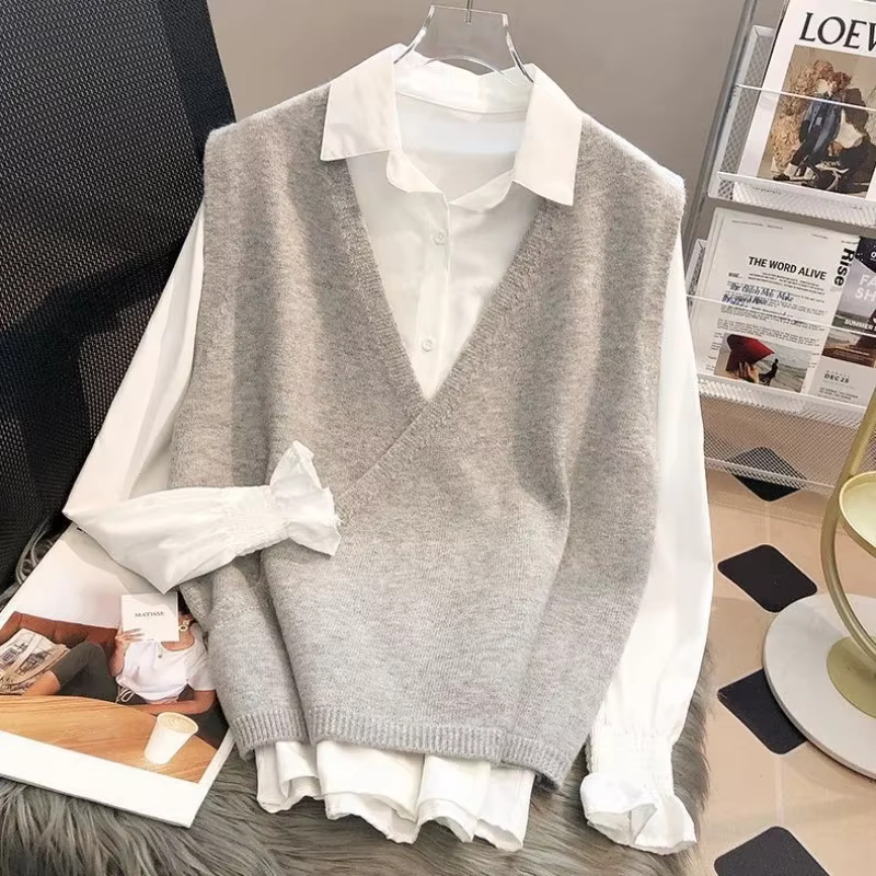 Pull à col en V pour femme