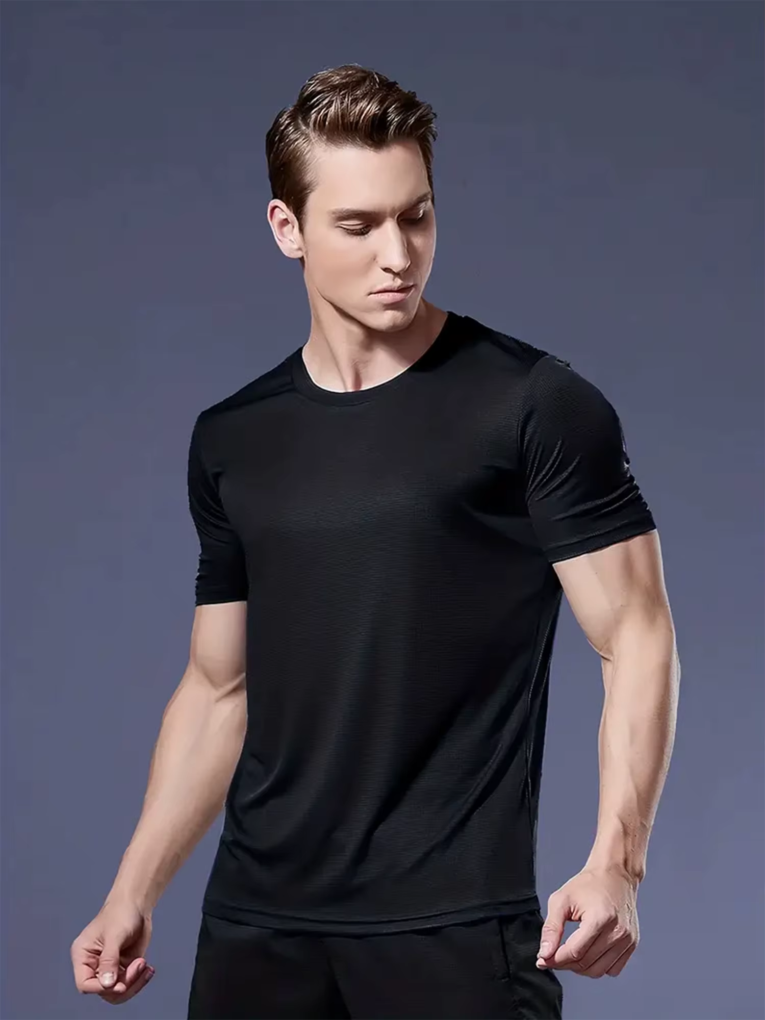 T-Shirt col rond 4 couleurs noir et blanc gris marine ultra-léger homme séchage rapide respirant chemise absorbant la