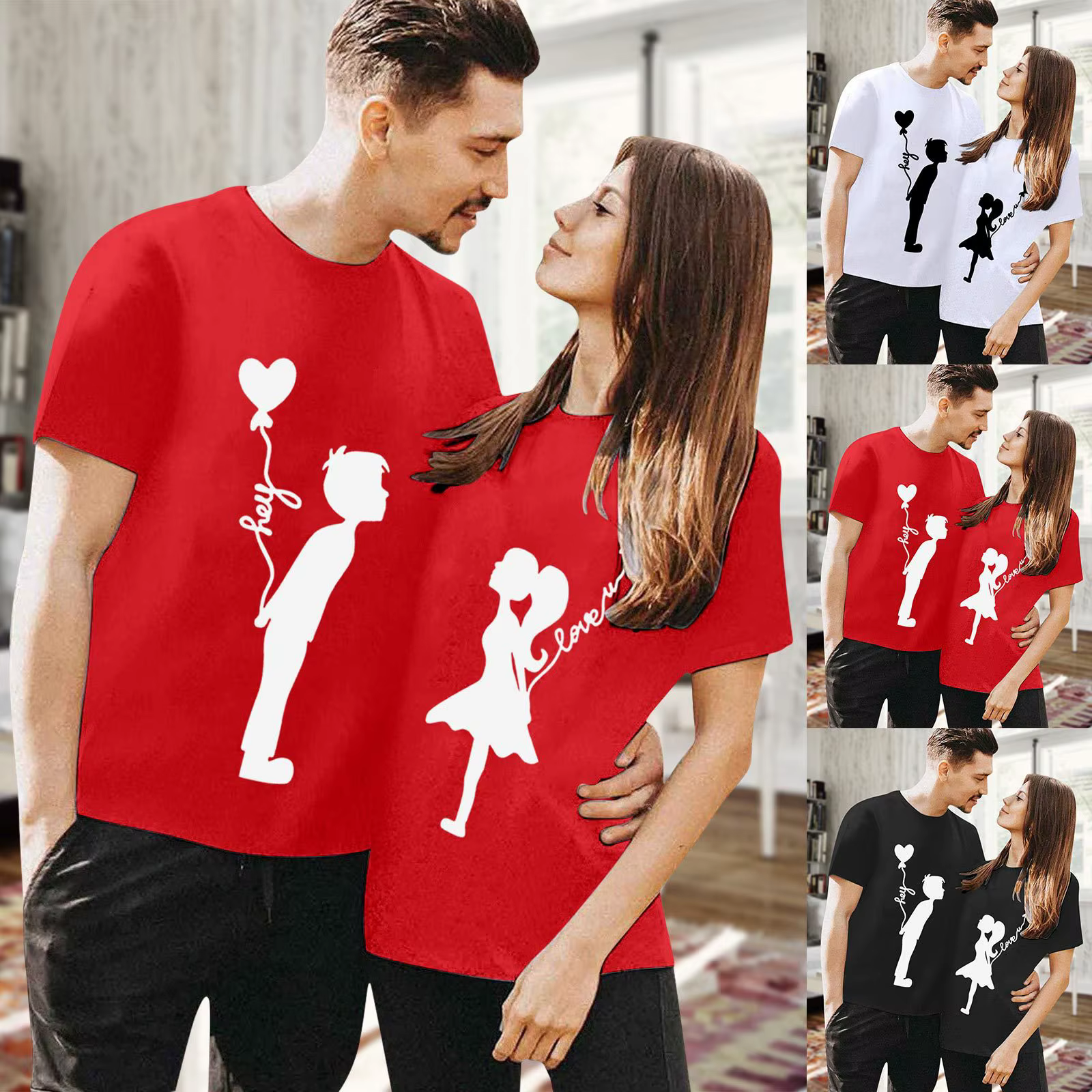 T-shirts 100% coton pour la Saint-Valentin pour couples
