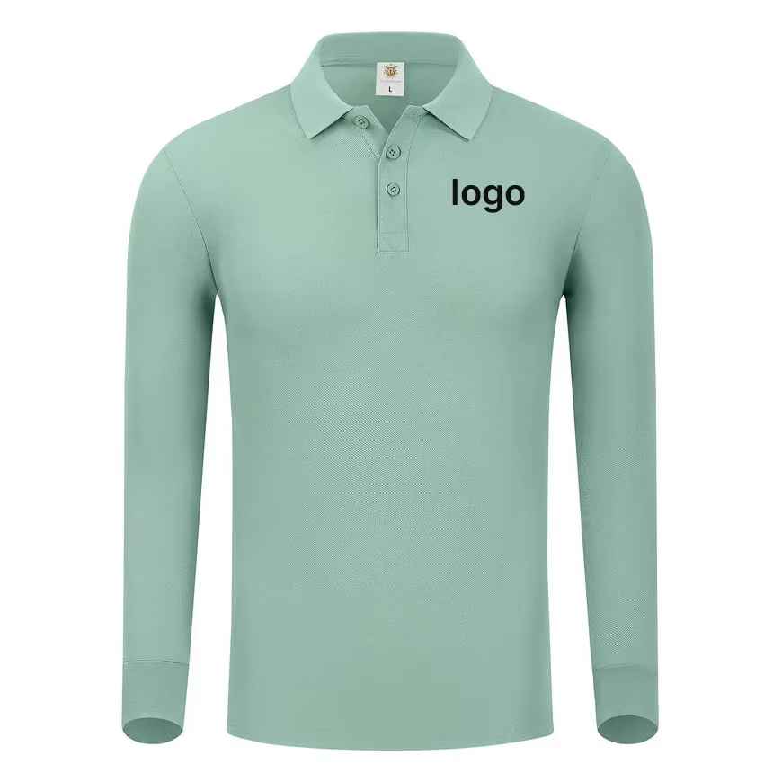 Polo uni à manches longues pour hommes et femmes