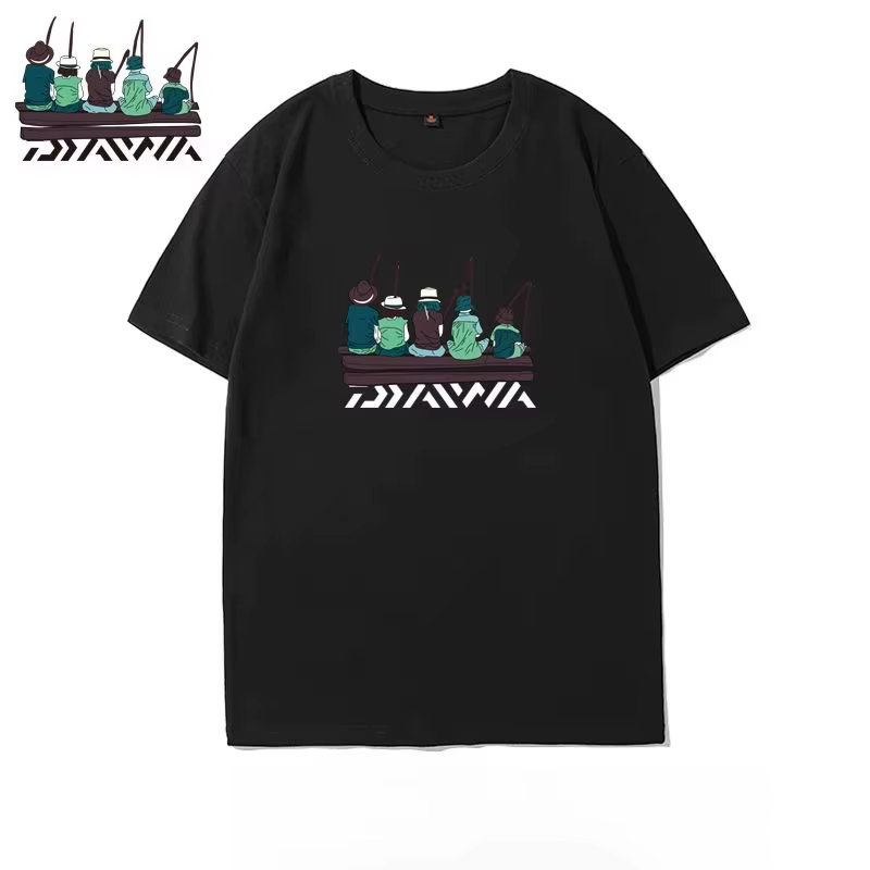 T-shirt de pêche d'extérieur à manches courtes pour homme, en coton ample, idéal pour les sorties entre amis, nouvelle collection été, pour la pêche en mer, style tendance