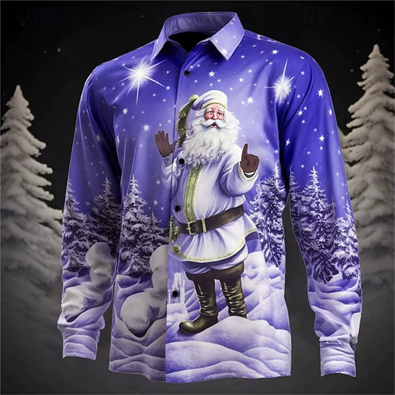 Chemise pour hommes mode thème de noël 3D HD imprimé