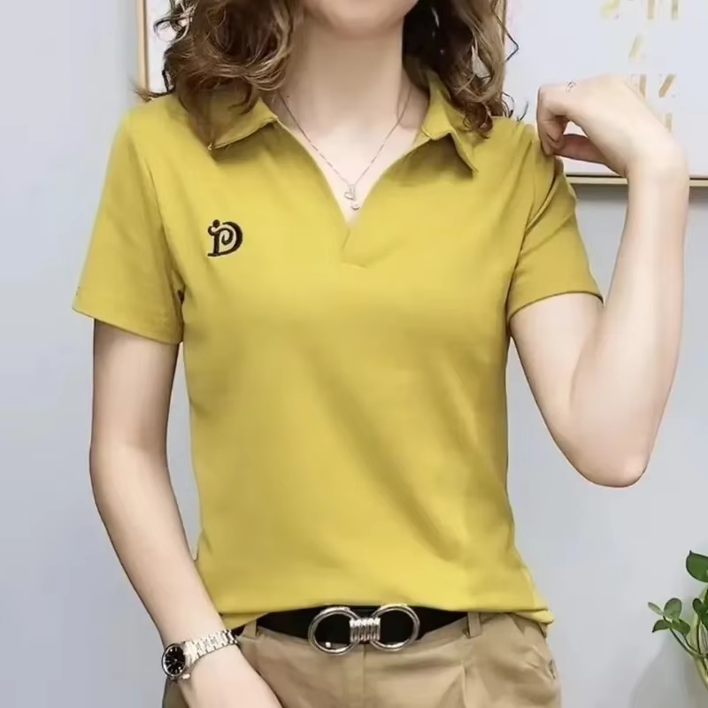 T-shirts graphique broderie femmes Polo plaine mince pulls en tendance 2025 jeune femme t-shirt vêtements élégants coréen été