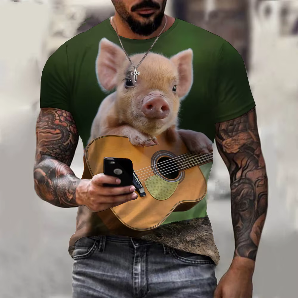 2025 t-shirts d'été nouveauté populaire Animal cochon impression 3d T-shirt drôle cochons haut décontracté respirant et