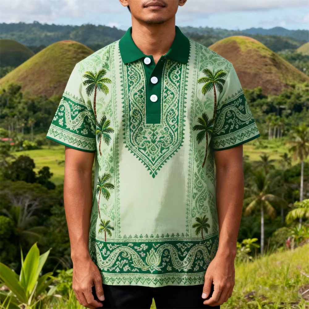 Polo pour homme à imprimé paisley rétro