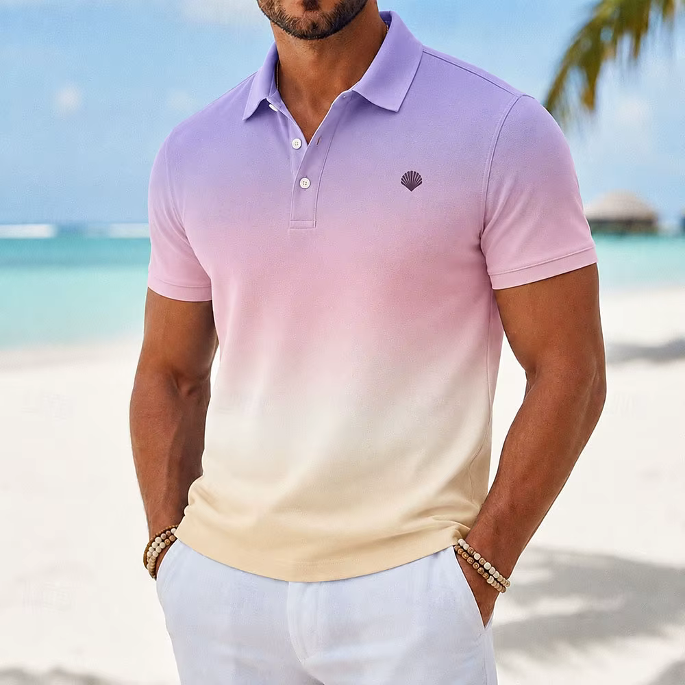 Polo pour homme à imprimé coquillage dégradé violet
