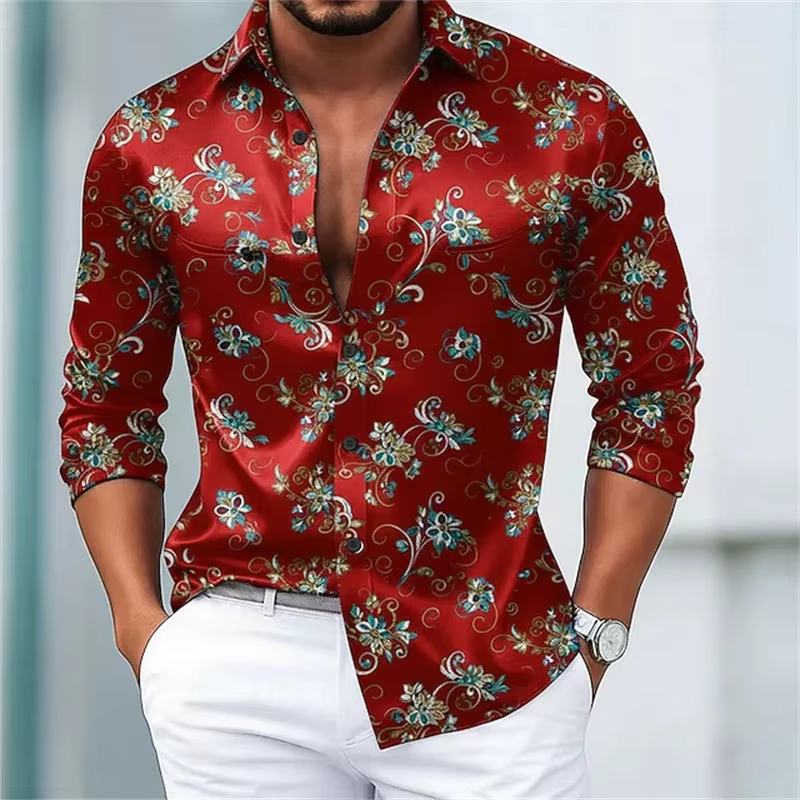 Chemise à imprimé Floral pour hommes