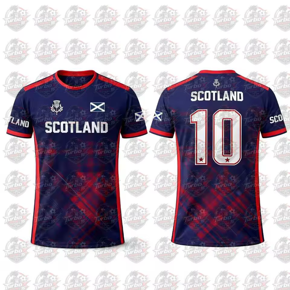 T-shirt imprimé drapeau écossais 2026 – Maillot de football respirant et à séchage rapide pour homme – Tenue d'entraînement quotidienne – Cadeau pour supporter