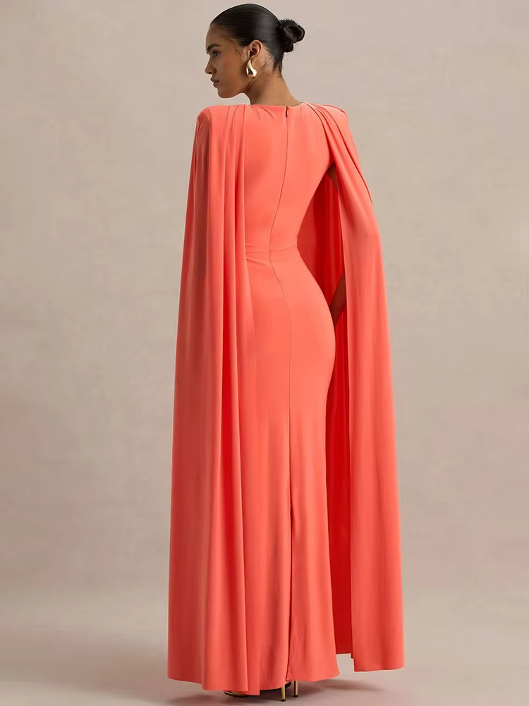Cape manches Sexy robe Maxi femmes