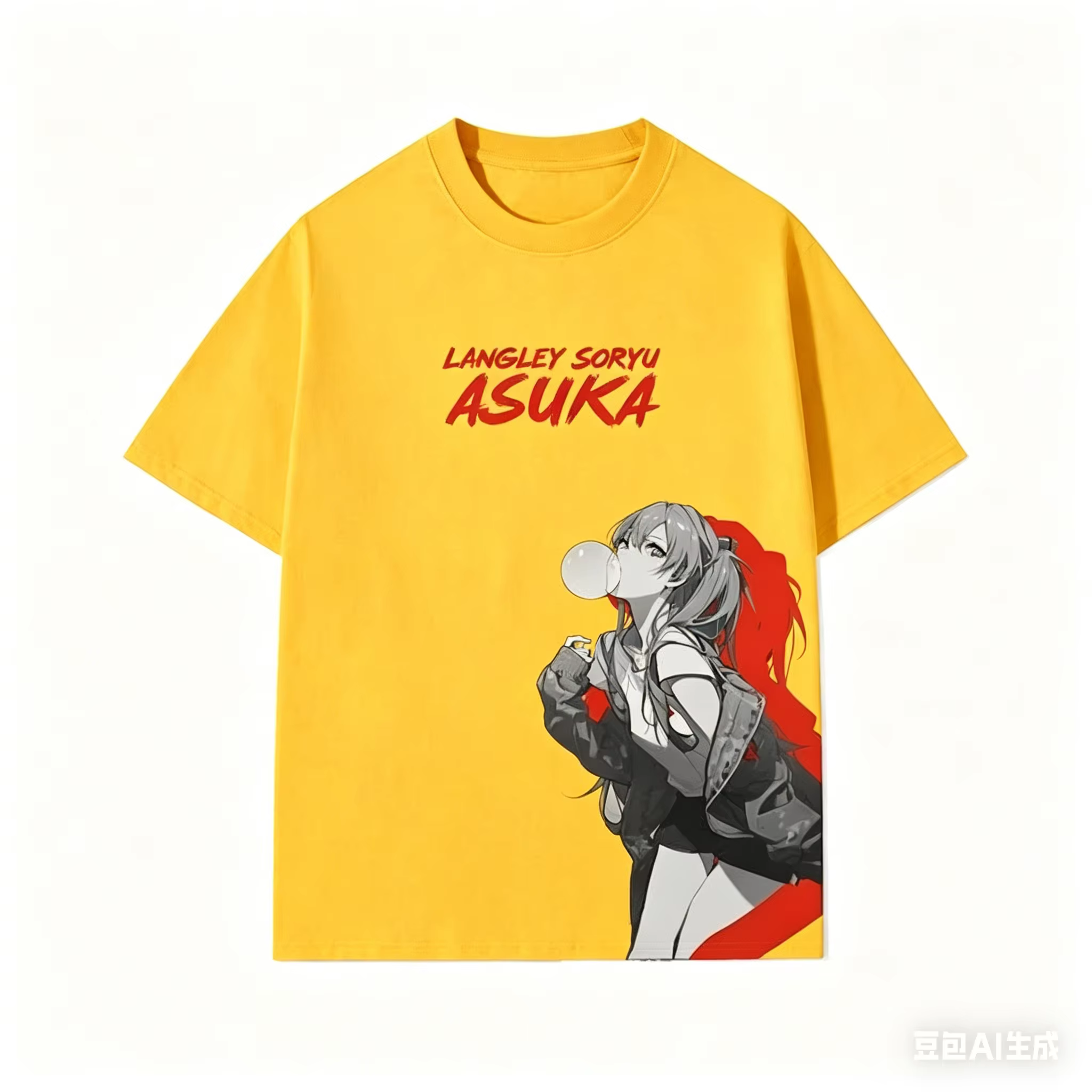 T-shirt à manches courtes Asuka d'animation japonaise, été, Eva, pour hommes et femmes, en pur coton, à manches courtes, ample, tendance, décontracté
