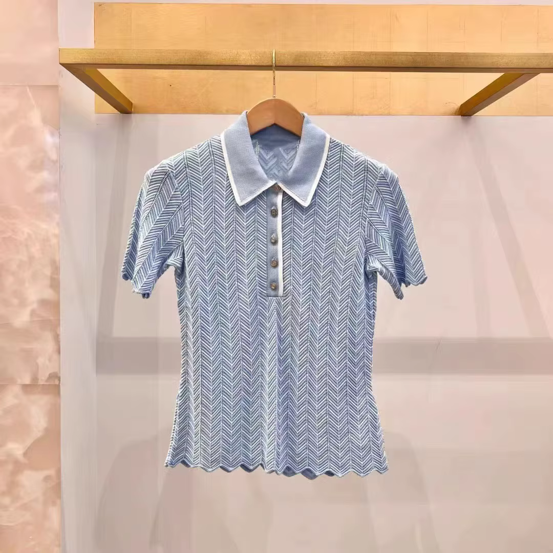 Pull à manches courtes bleu pour femme