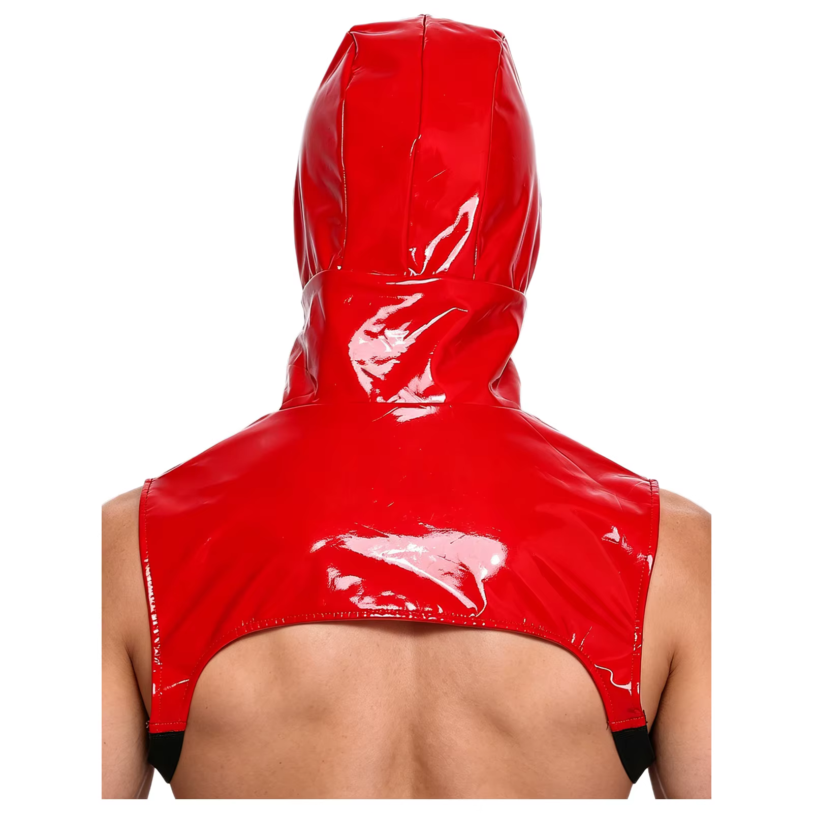 Débardeur court à capuche en similicuir PU pour homme