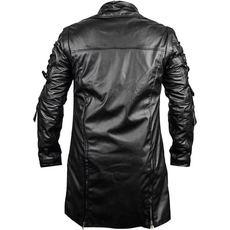 Veste longue en cuir hommes gothique Vintage