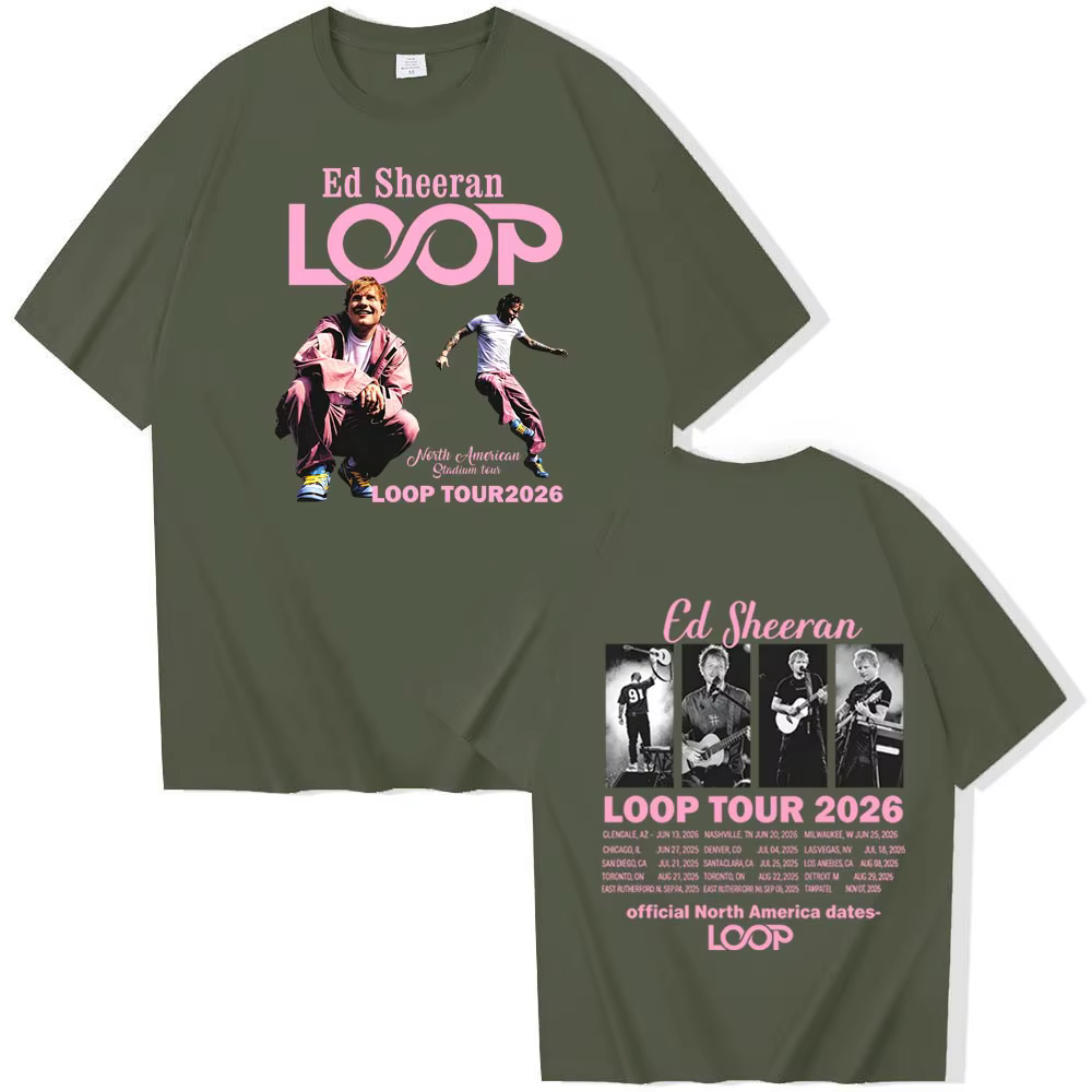 Ed Sheeran Loop Tour 2026 T-shirt homme femme Harajuku chemise décontractée à manches courtes et col rond