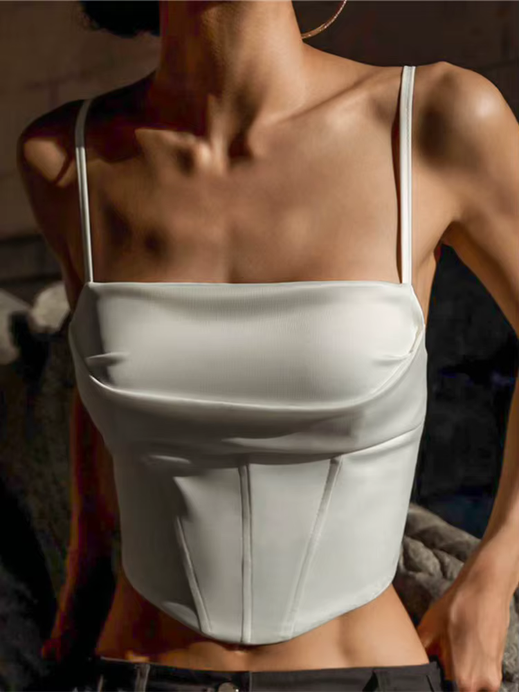 Haut Moulant à Bretelles Spaghetti pour Femme, Vêtement Sexy, Dos aux, Crop, Élégant, à Lacets, Streetwear, pour ix, Été, Y-2024