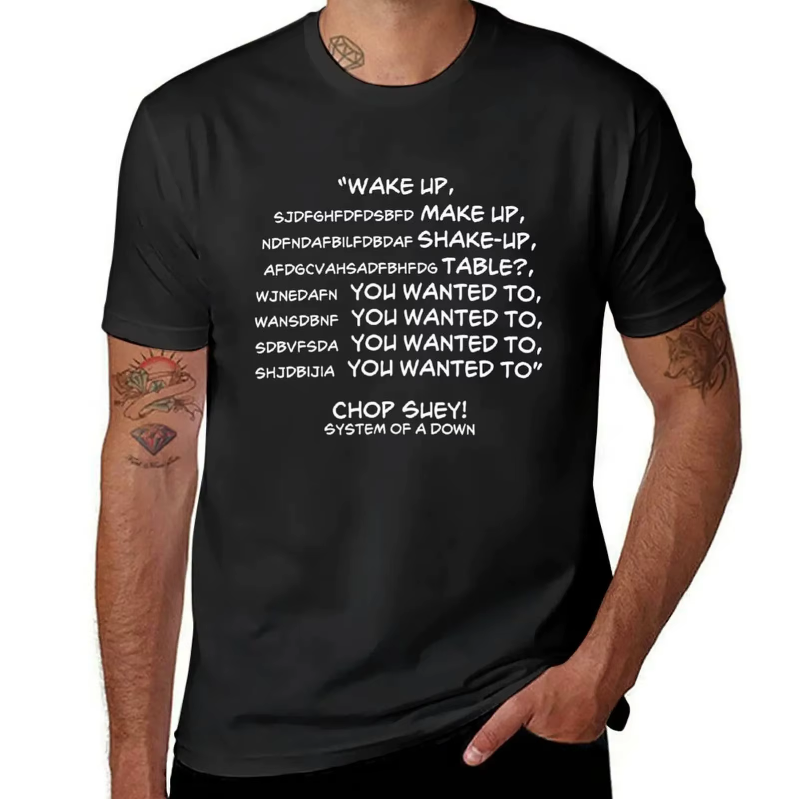 Système d'un Down Chop Suey T-Shirt noir haut d'été T-shirts pour hommes décontracté ample manches courtes col rond mode Streetwear