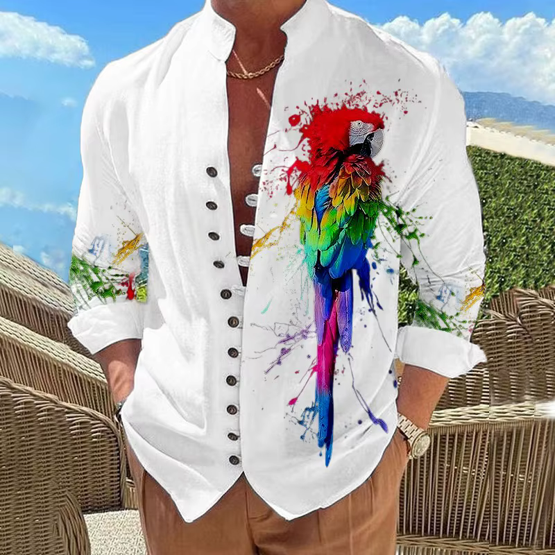 Chemise à imprimé graphique floral pour hommes