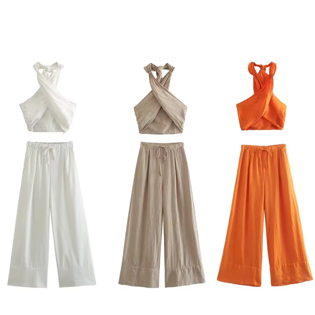 Boho Beach Wear-Haut court en fibre licou pour femmes