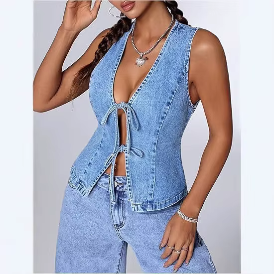 Nouveau Gilet en Jean Printemps-Été 2026 – Top Sans Manches Tendance pour Femme