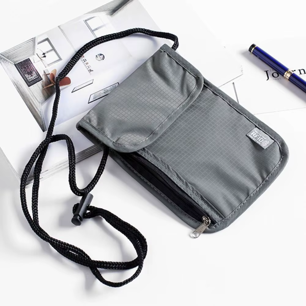 Sac de voyage portable en nylon RFID pour passeport et documents d'identité