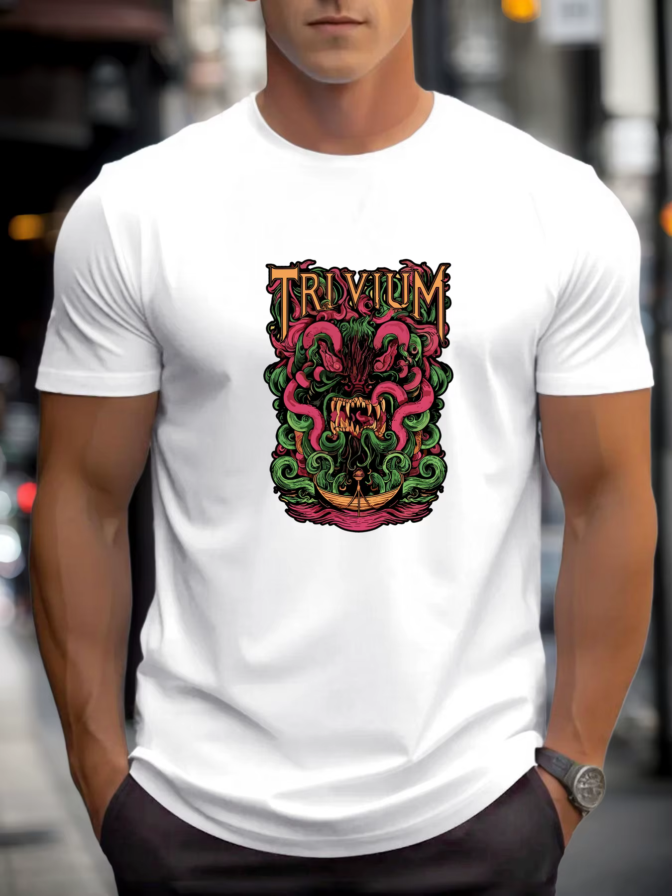 T-shirts pour hommes trivia monster 100 % coton impression graphique été t-shirt col rond décontracté respirant style de rue haut quotidien