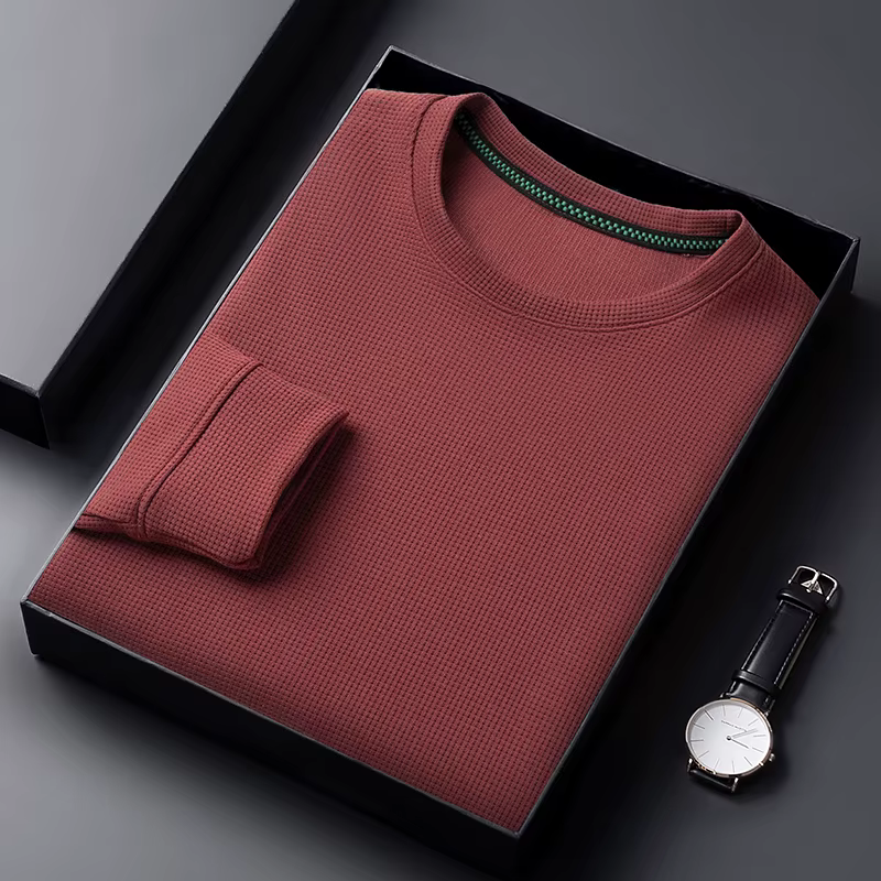 T-shirt décontracté pour homme à col rond en tissu gaufré