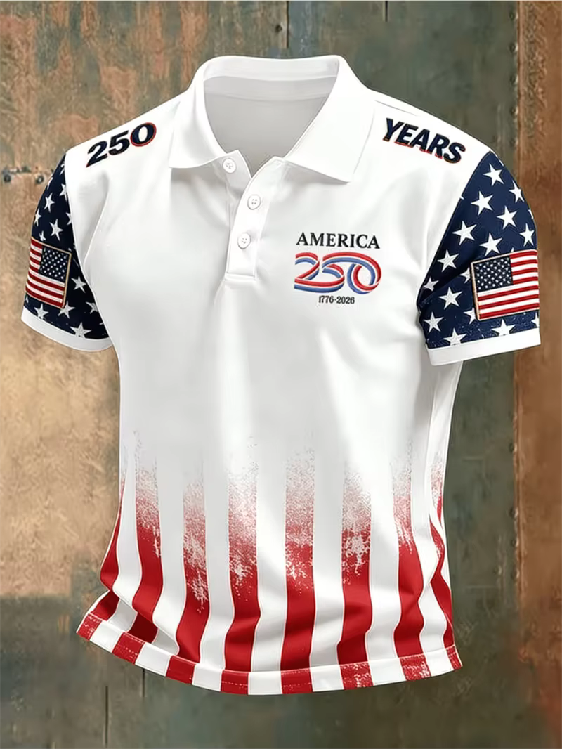 Polo personnalisé avec drapeau américain et Statue de la Liberté pour hommes et femmes