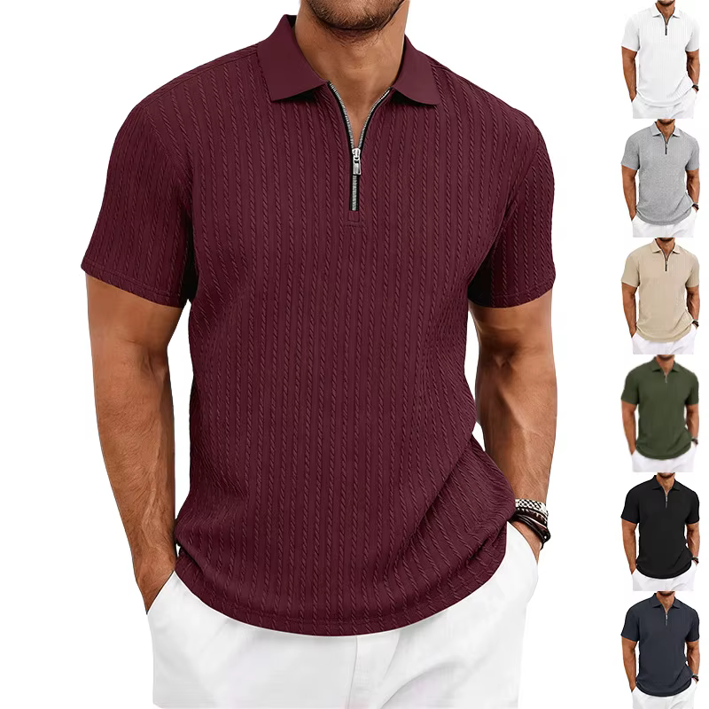 Polo à manches courtes avec col zippé
