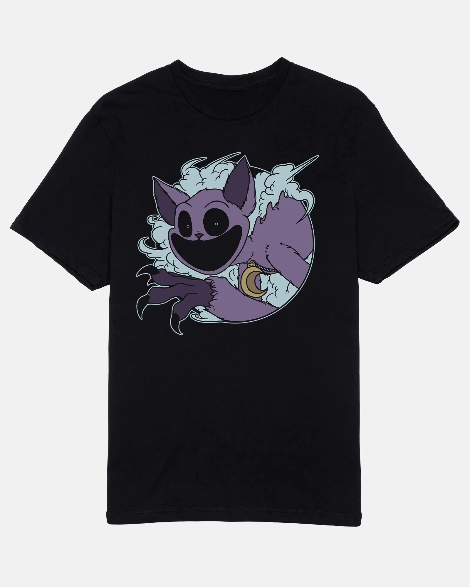T-shirt CatNap Cartoon Moon Black Tee Poppy Game Time – Nouvelle collection été 2026 – Vêtements pour hommes et femmes