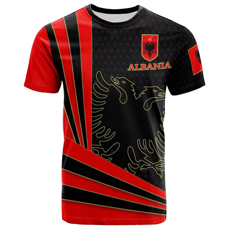 Albania feel-T-shirt graphique avec impression 3D de l'emblème national JA ian