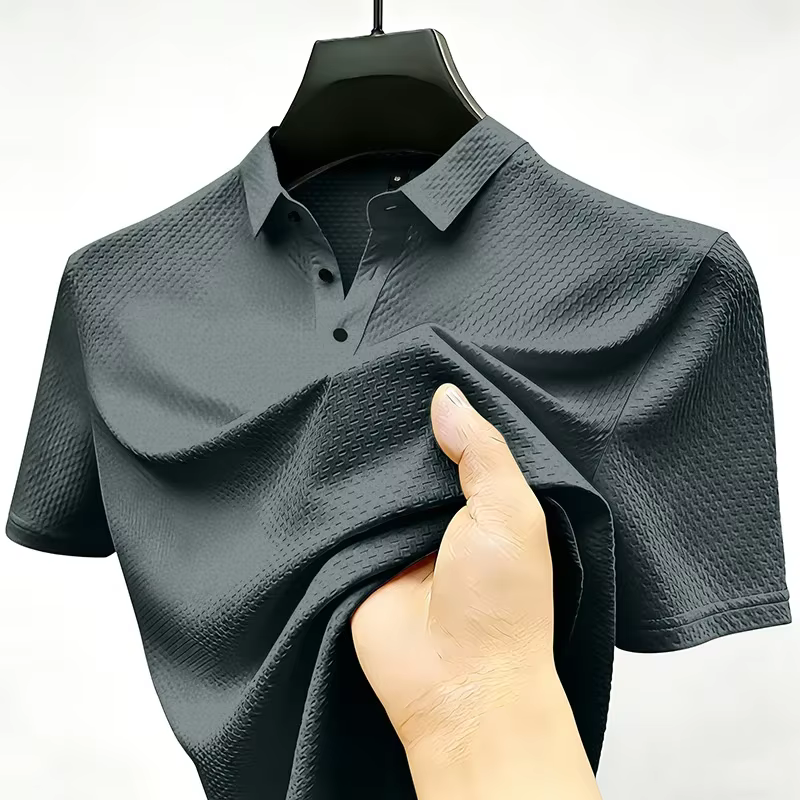 Polo sportif à manches courtes pour homme avec texture gaufrée