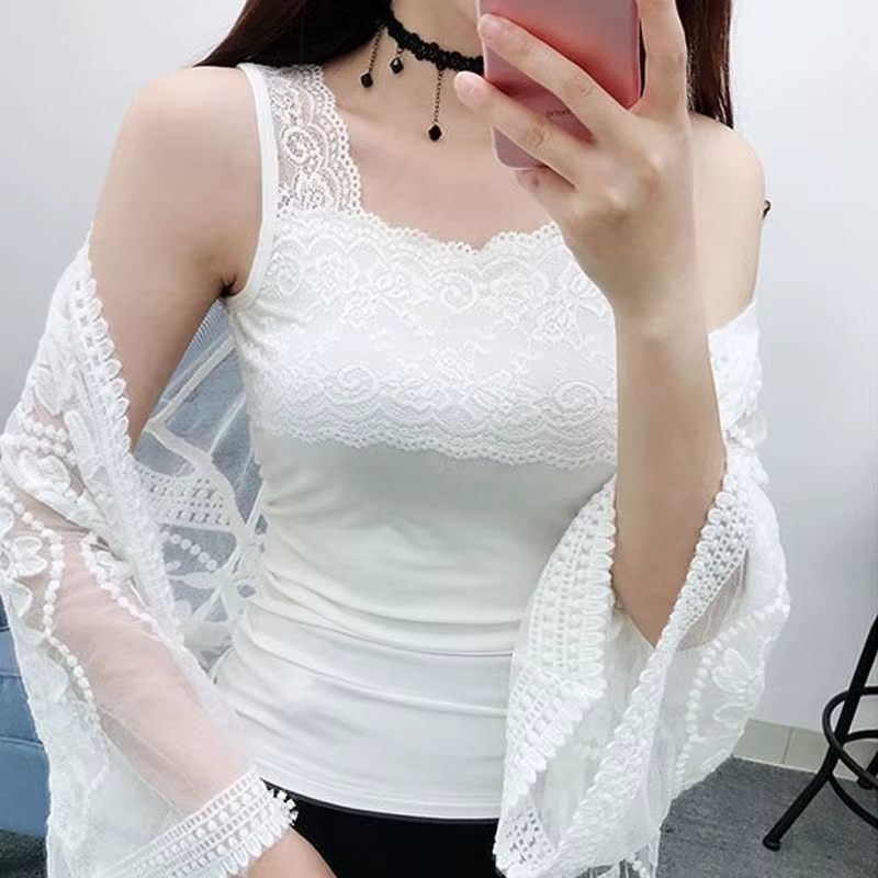 Nouveau débardeur halter en dentelle sexy pour femme