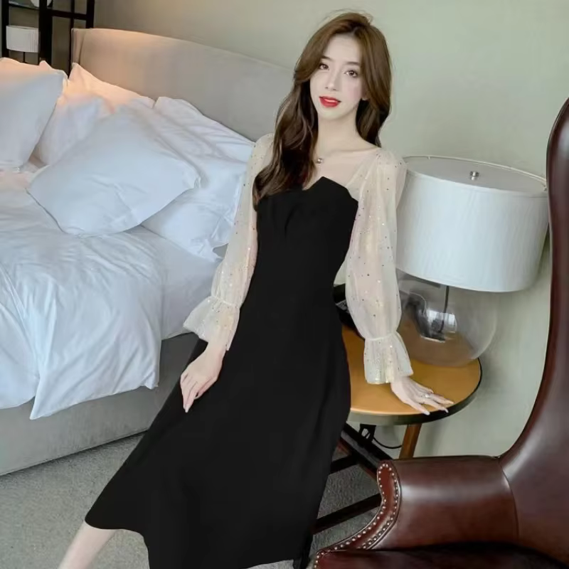 Robes rouges pour femmes fête Style coréen élégant luxe élastique en ventes pleine haute qualité bal soirée femme robe à manches longues