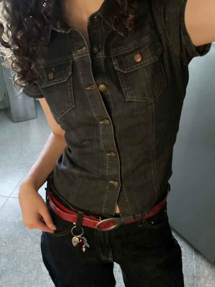 Chemise en jean gris pour femme