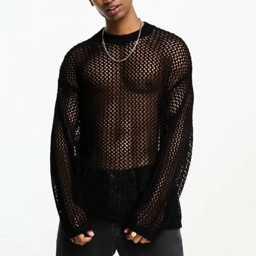 T-shirt à manches longues en maille pour hommes
