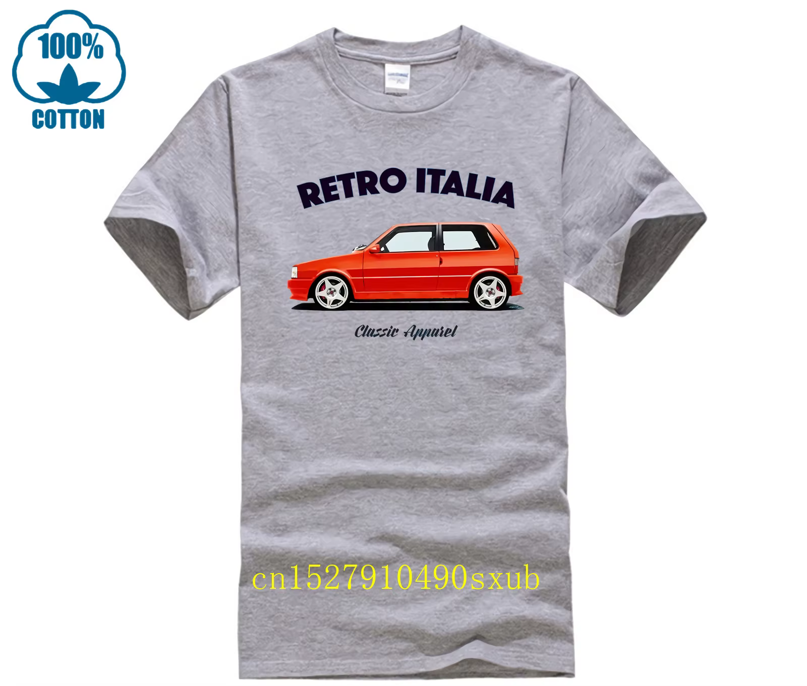 T-shirt FIAT UNO TURBO. RÉTRO ITALIE. VOITURE CLASSIQUE. ABARTH