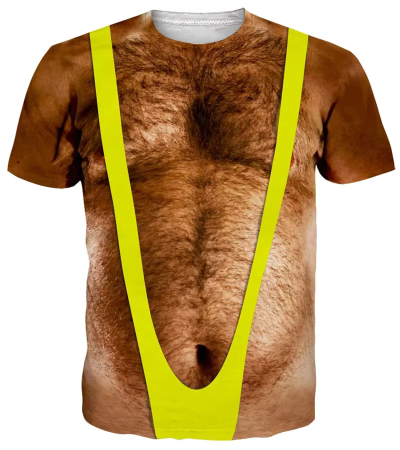 T-shirt graphique drôle pour homme avec poitrine poilue
