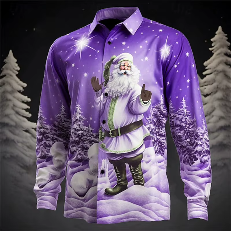 Chemise pour hommes mode thème de noël 3D HD imprimé